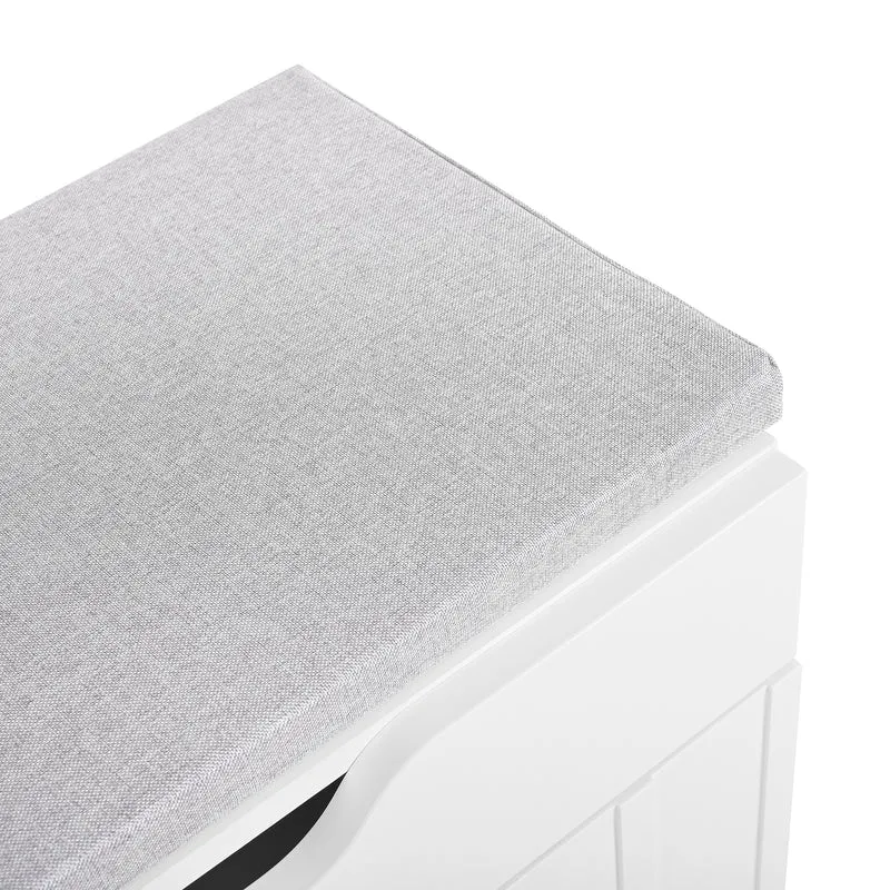 Meuble à chaussures blanc avec rangement banc assise rembourrée KIVUILS