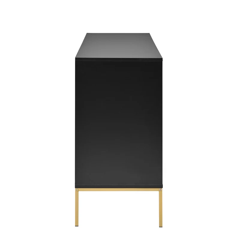 Buffet design noir motifs géométriques dorés et pieds en métal MAUS
