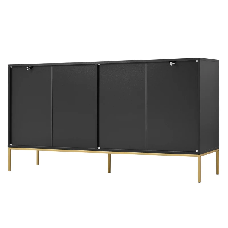 Buffet design noir motifs géométriques dorés et pieds en métal MAUS
