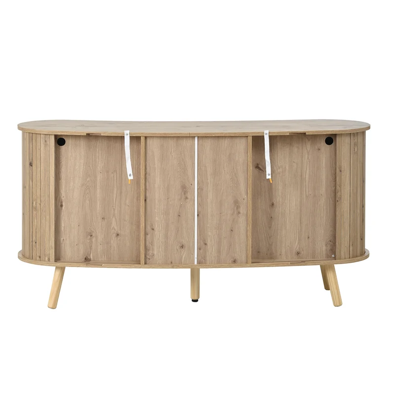 Buffet forme de pois effet bois naturel design latte 2 portes coulissantes 3 tiroirs TITANIUMTRAIL