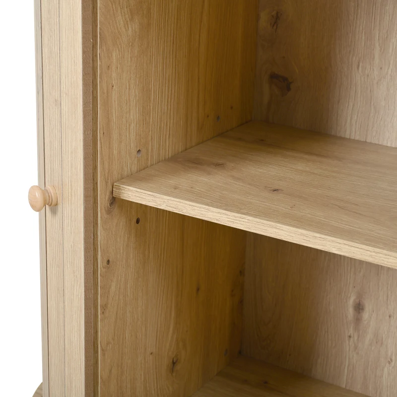 Buffet forme de pois effet bois naturel design latte 2 portes coulissantes 3 tiroirs TITANIUMTRAIL