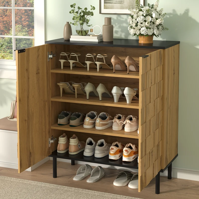 Meuble à chaussures effet bois design daimer 80x35x91,5 cm ADJUSTTABLE