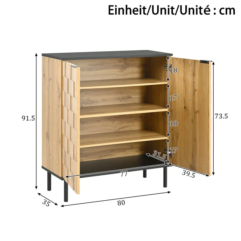 Meuble à chaussures effet bois design daimer 80x35x91,5 cm ADJUSTTABLE