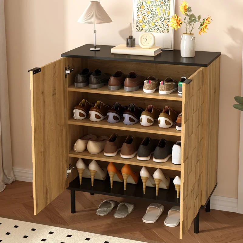 Meuble à chaussures effet bois design daimer 80x35x91,5 cm ADJUSTTABLE
