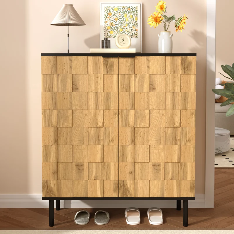 Meuble à chaussures effet bois design daimer 80x35x91,5 cm ADJUSTTABLE
