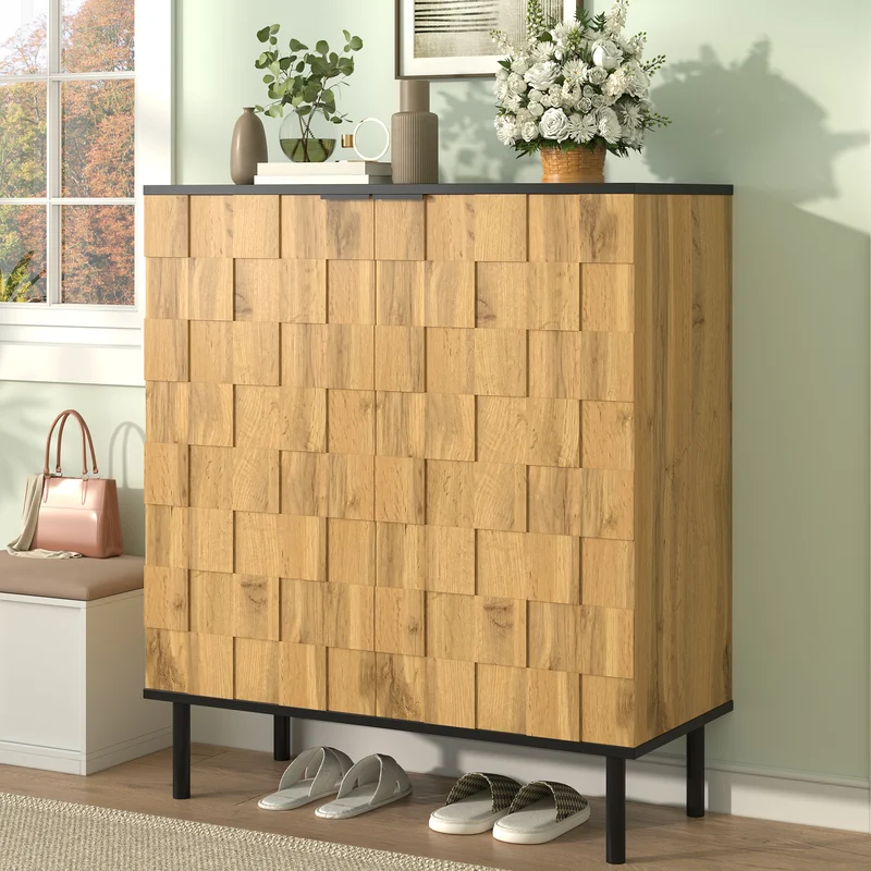 Meuble à chaussures effet bois design daimer 80x35x91,5 cm ADJUSTTABLE