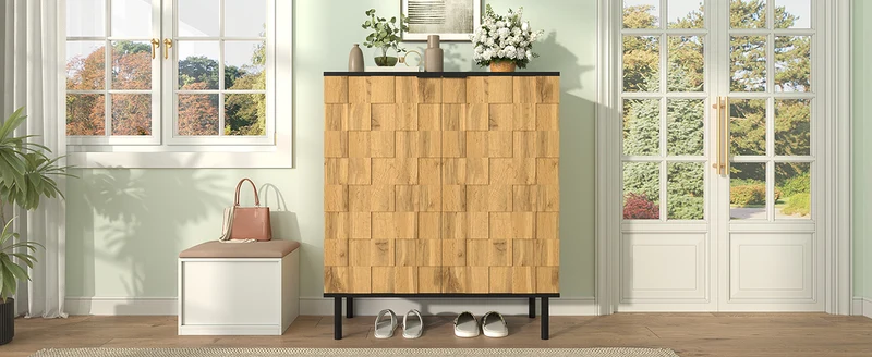 Meuble à chaussures effet bois design daimer 80x35x91,5 cm ADJUSTTABLE