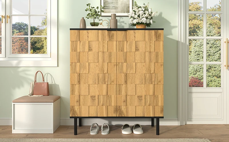 Meuble à chaussures effet bois design daimer 80x35x91,5 cm ADJUSTTABLE