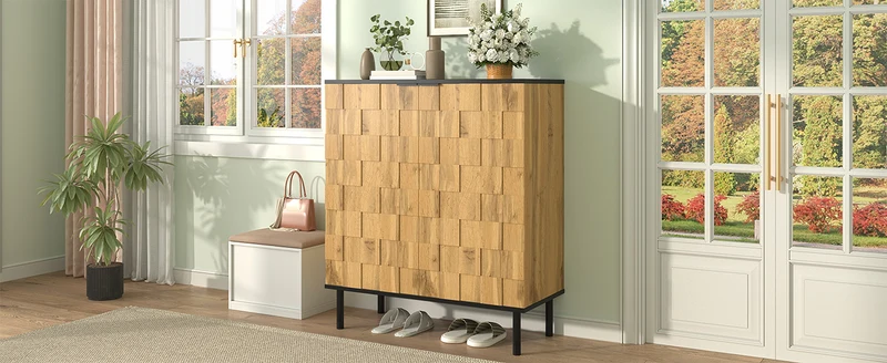 Meuble à chaussures effet bois design daimer 80x35x91,5 cm ADJUSTTABLE