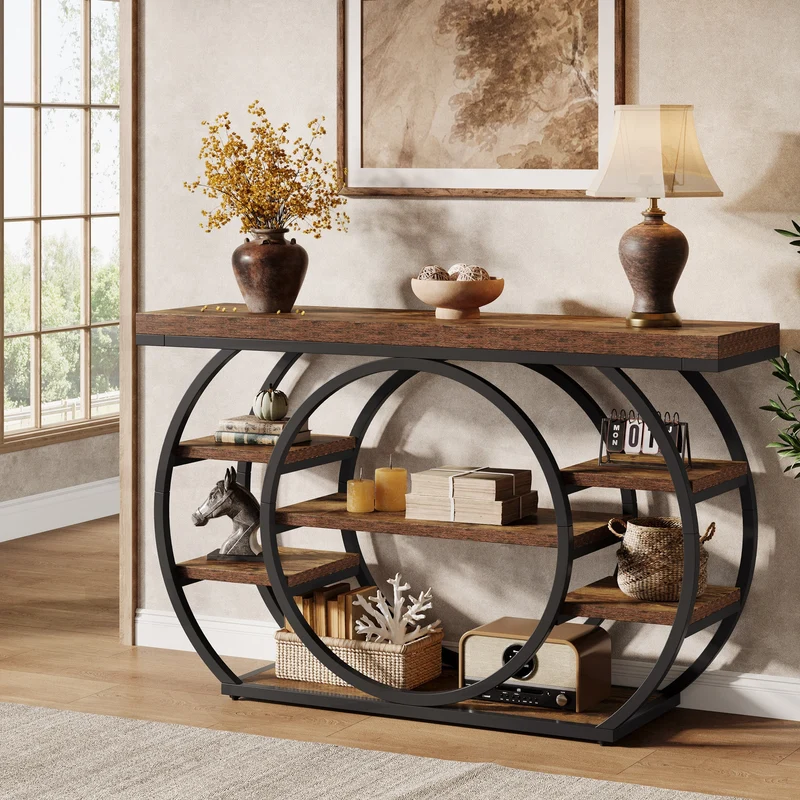 Tribesigns Console de 120 cm, Table de salon industrielle à 5 niveaux avec cadre en métal