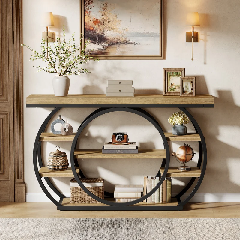 Tribesigns Console de 120 cm, Table de salon industrielle à 5 niveaux avec cadre en métal