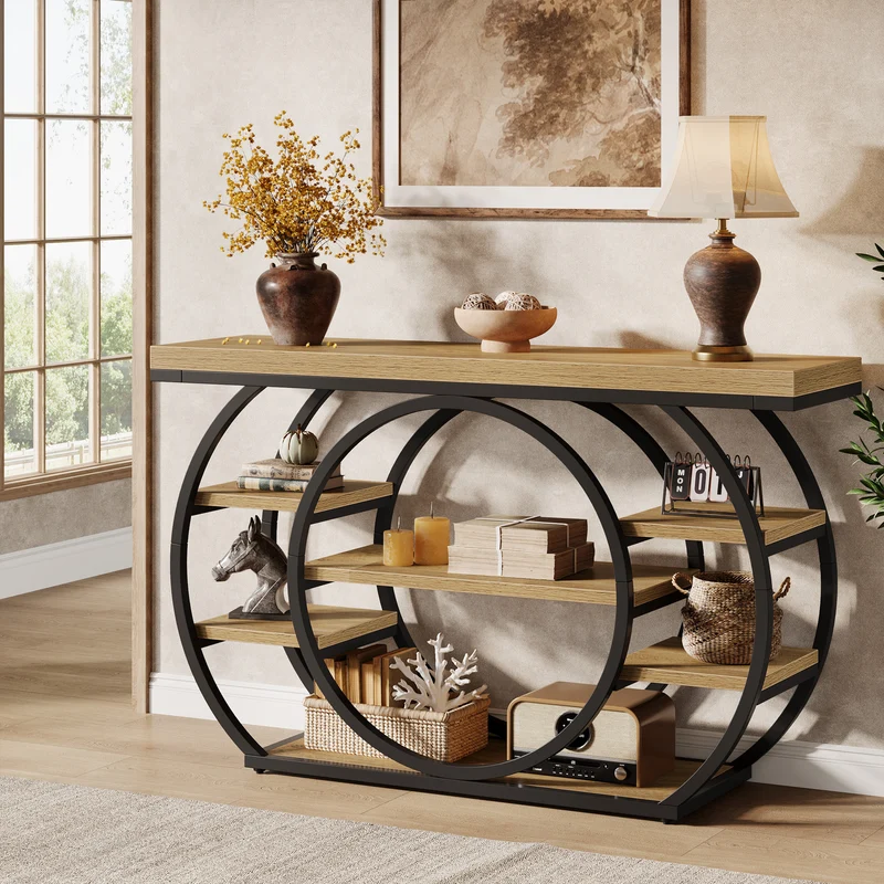 Tribesigns Console de 120 cm, Table de salon industrielle à 5 niveaux avec cadre en métal