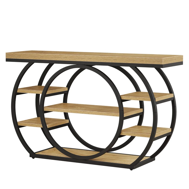 Tribesigns Console de 120 cm, Table de salon industrielle à 5 niveaux avec cadre en métal