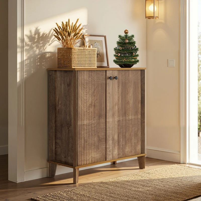 Tribesigns Meuble à chaussures 80 cm, Armoire à chaussures moderne à 5 niveaux avec portes et étagères réglables