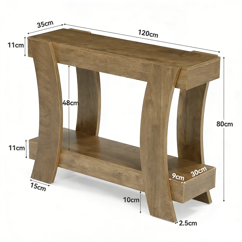 Tribesigns Console 120 cm, Table d'entrée à 2 niveaux avec étagère