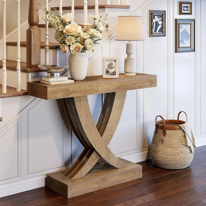 Tribesigns Console étroite de 110 cm avec structure en bois, Table d'appoint polyvalente pour entrée