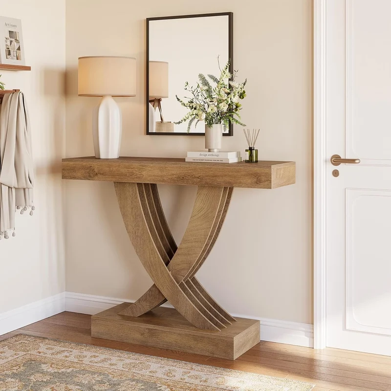 Tribesigns Console étroite de 110 cm avec structure en bois, Table d'appoint polyvalente pour entrée