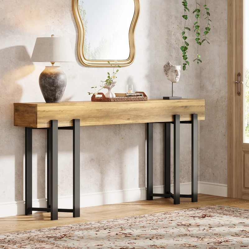 Tribesigns Console de 160 cm, Table-banc en bois pour hall d'entrée
