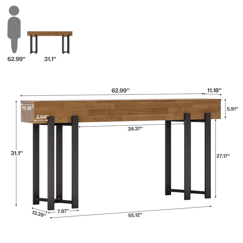 Tribesigns Console de 160 cm, Table-banc en bois pour hall d'entrée