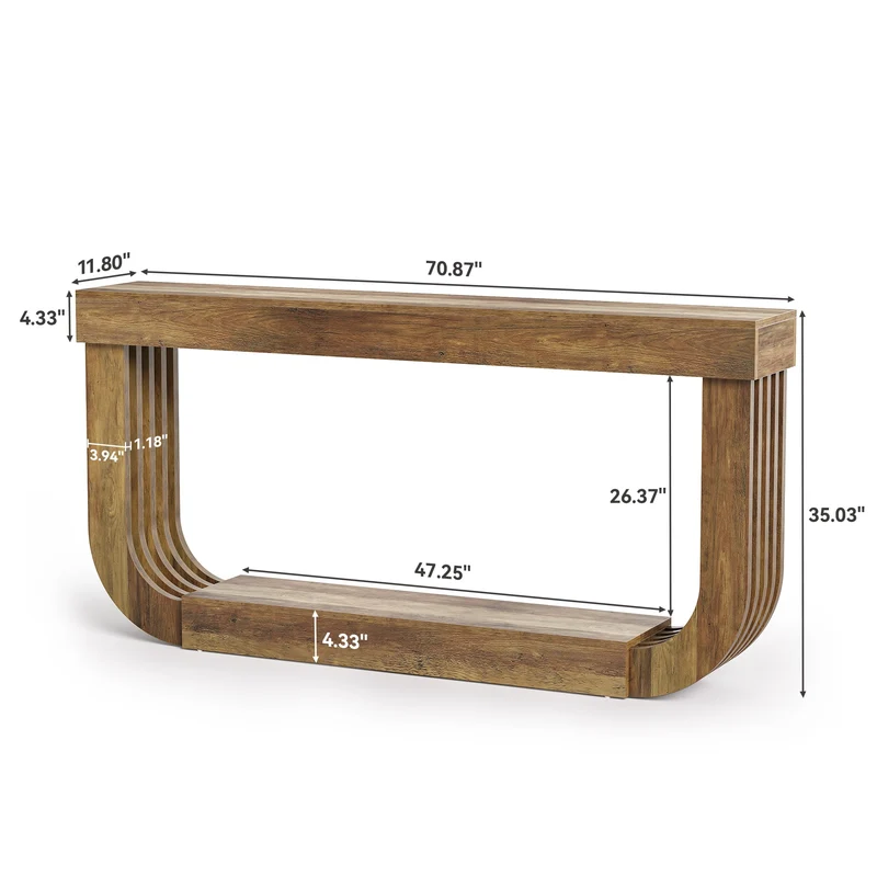 Tribesigns Table console 180 cm, Table d'appoint à 2 niveaux avec pied en forme de U