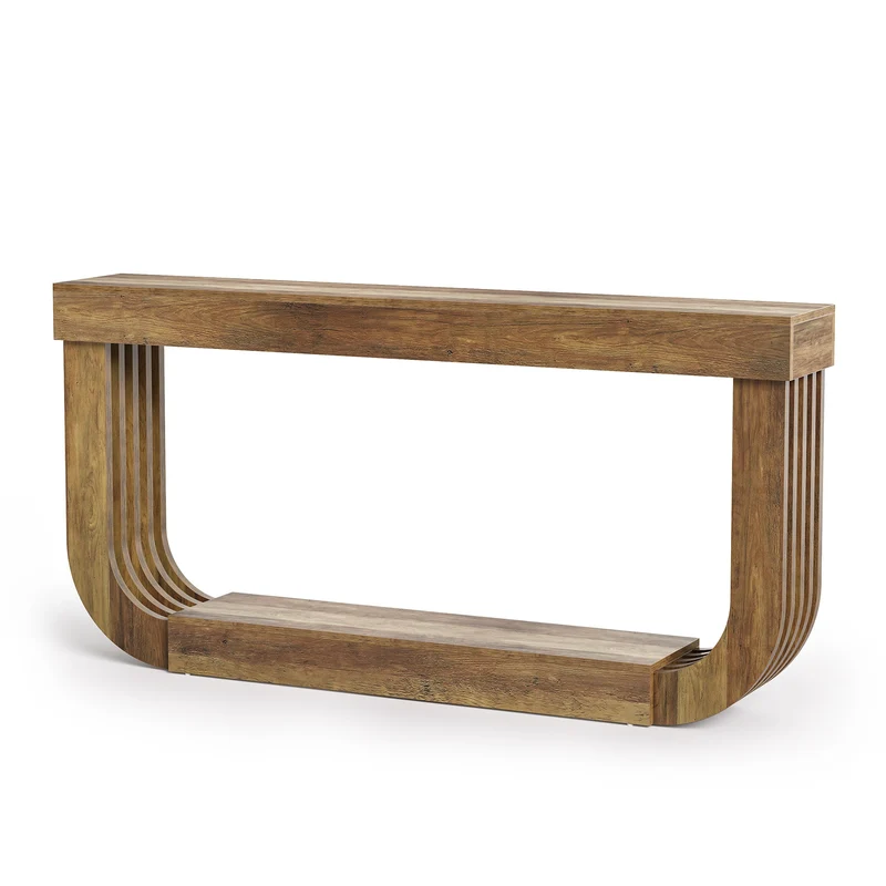 Tribesigns Table console 180 cm, Table d'appoint à 2 niveaux avec pied en forme de U