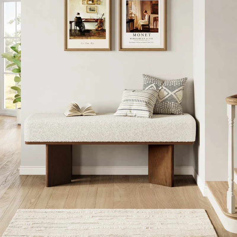 Tribesigns Banc de rangement, Étagère à chaussures de 120 cm Tabouret de lit avec coussin