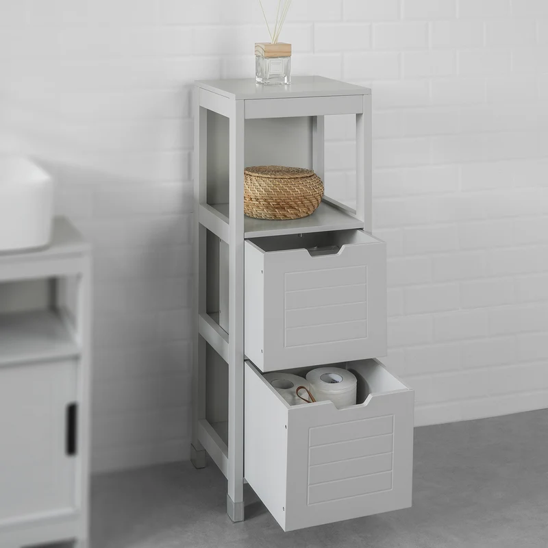 SoBuy FRG127-HG Meuble Demi-Colonne Meuble Bas de Salle de Bain Armoire Toilette-Gris Clair