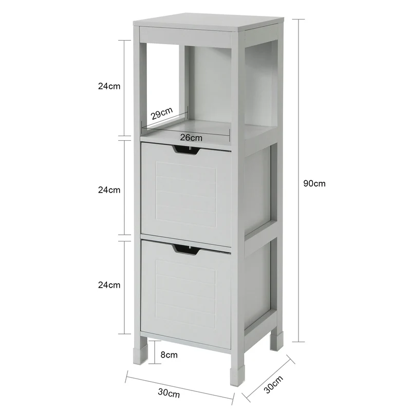 SoBuy FRG127-HG Meuble Demi-Colonne Meuble Bas de Salle de Bain Armoire Toilette-Gris Clair