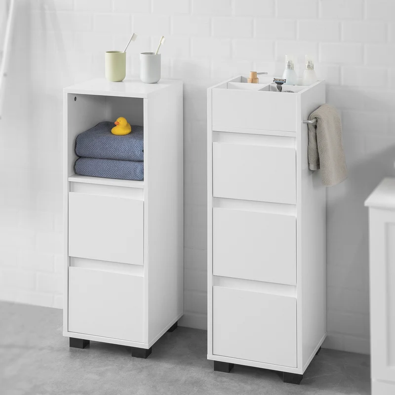 SoBuy BZR30-W Meuble Demi-Colonne Meuble Bas de Salle de Bain Armoire Commode Toilette Armoire de Salle de Bain avec tiroirs