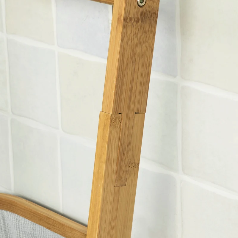 SoBuy FRG263-N Échelle Porte-Serviettes Support pour Serviettes sans Perçage avec 1 Panier à Linge Amovible et 3 Barres