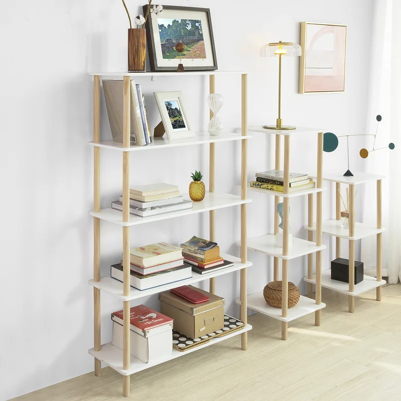 SoBuy STR04-WN Étagère de rangement Bibliothèque Étagère avec 5 tablettes Étagère de cuisine