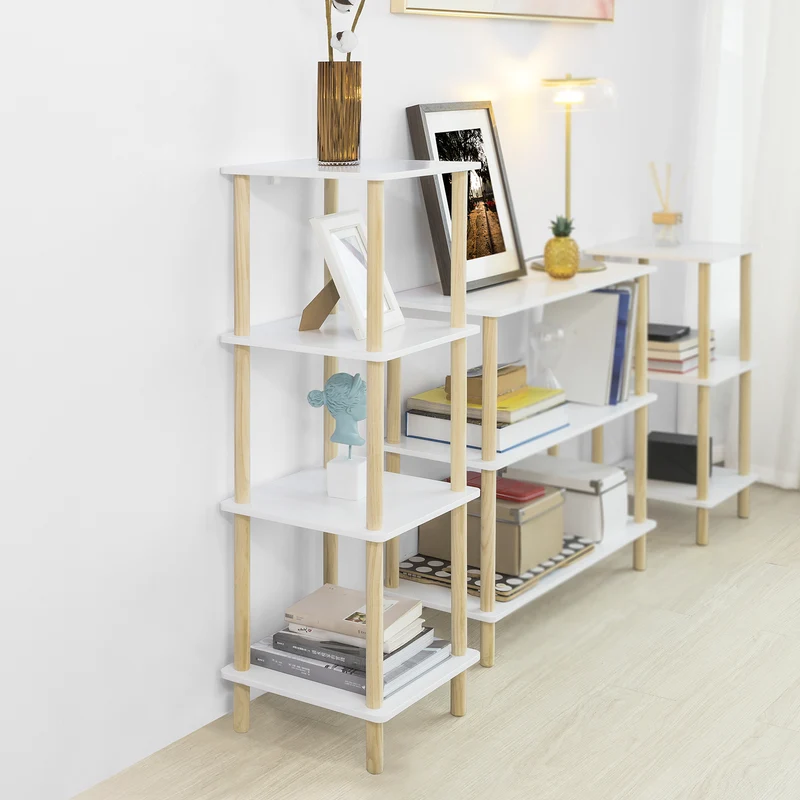 SoBuy STR03-K-WN Étagère de rangement Bibliothèque Étagère avec 4 tablettes Étagère de cuisine
