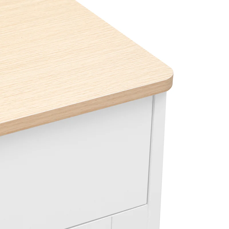 Buffet blanc effet bois clair 4 portes 2 tiroirs 120x37x80cm ADJUSTOAKELITE