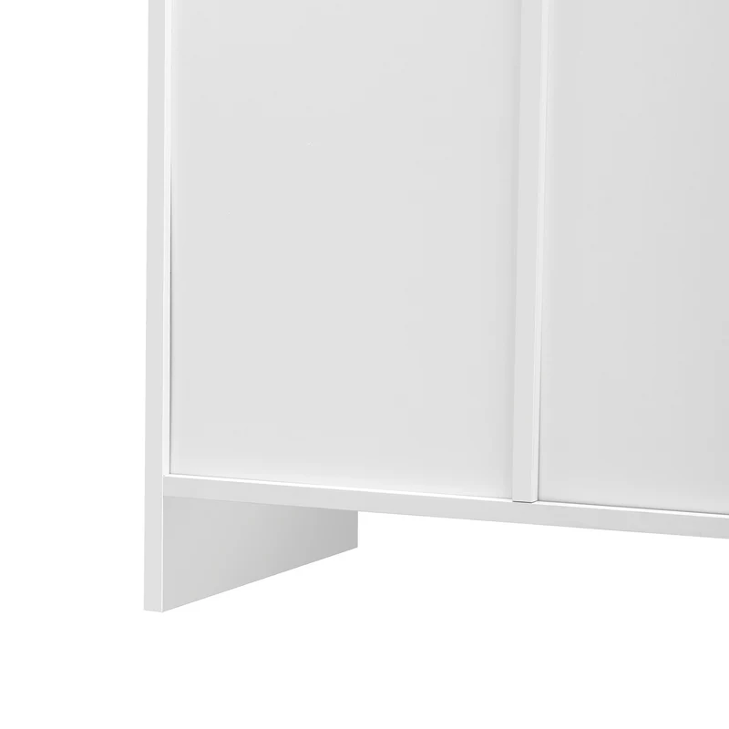 Buffet blanc effet bois clair 4 portes 2 tiroirs 120x37x80cm ADJUSTOAKELITE