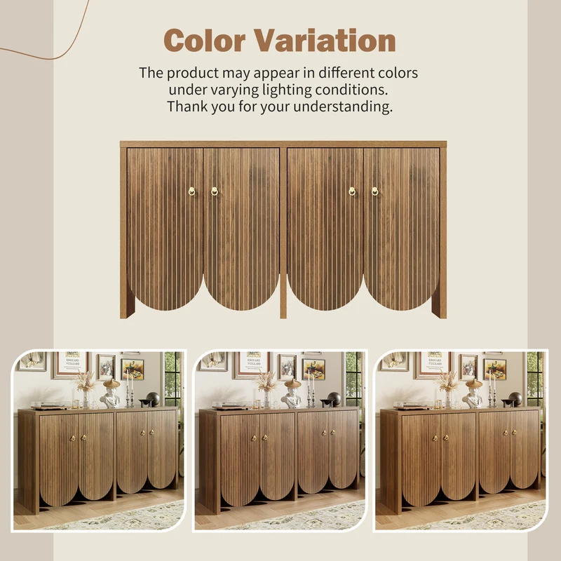 Buffet effet bois noyer 4 portes à rainures CEDARVALE