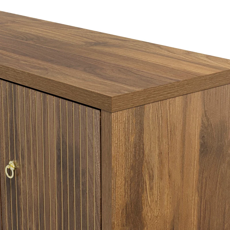 Buffet effet bois noyer 4 portes à rainures CEDARVALE