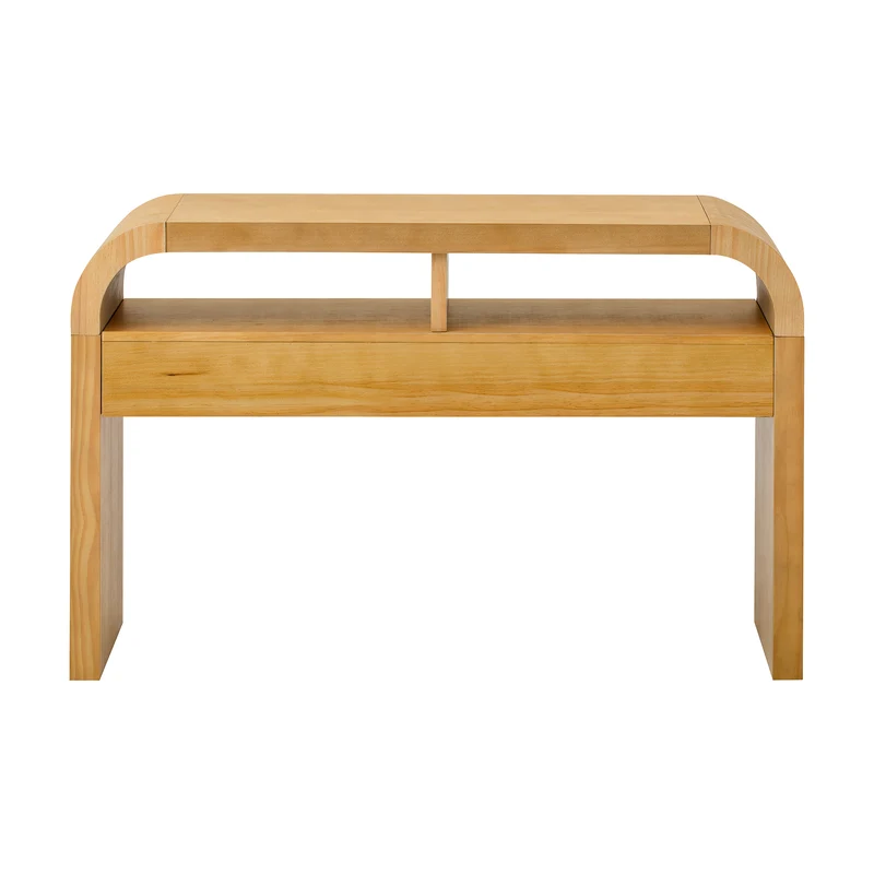 Console effet bois au design courbé et épuré avec 2 tiroirs 120x35,5cm CASCADEINFINIXX