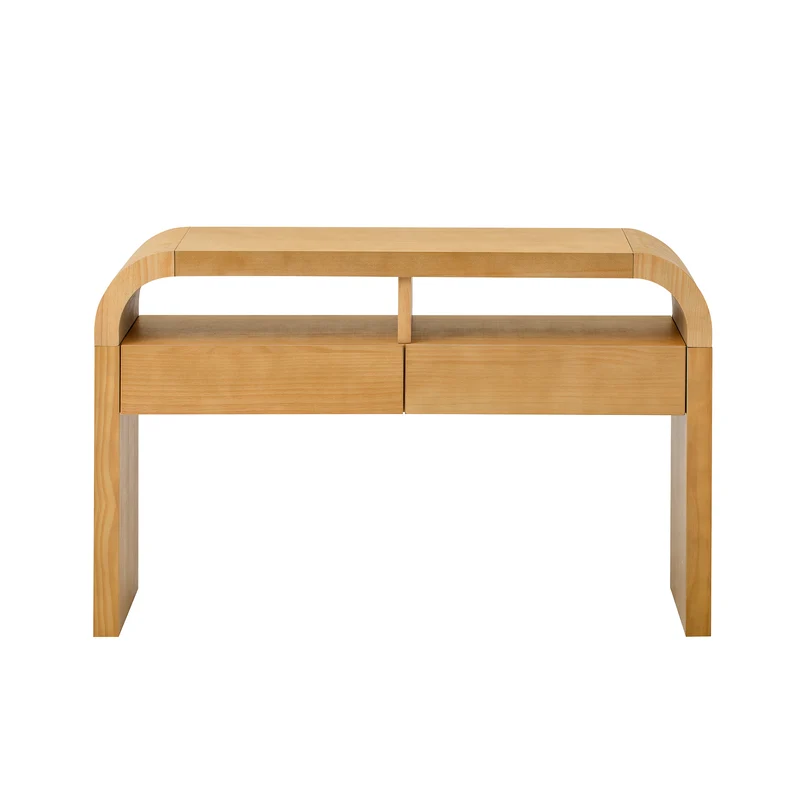 Console effet bois au design courbé et épuré avec 2 tiroirs 120x35,5cm CASCADEINFINIXX