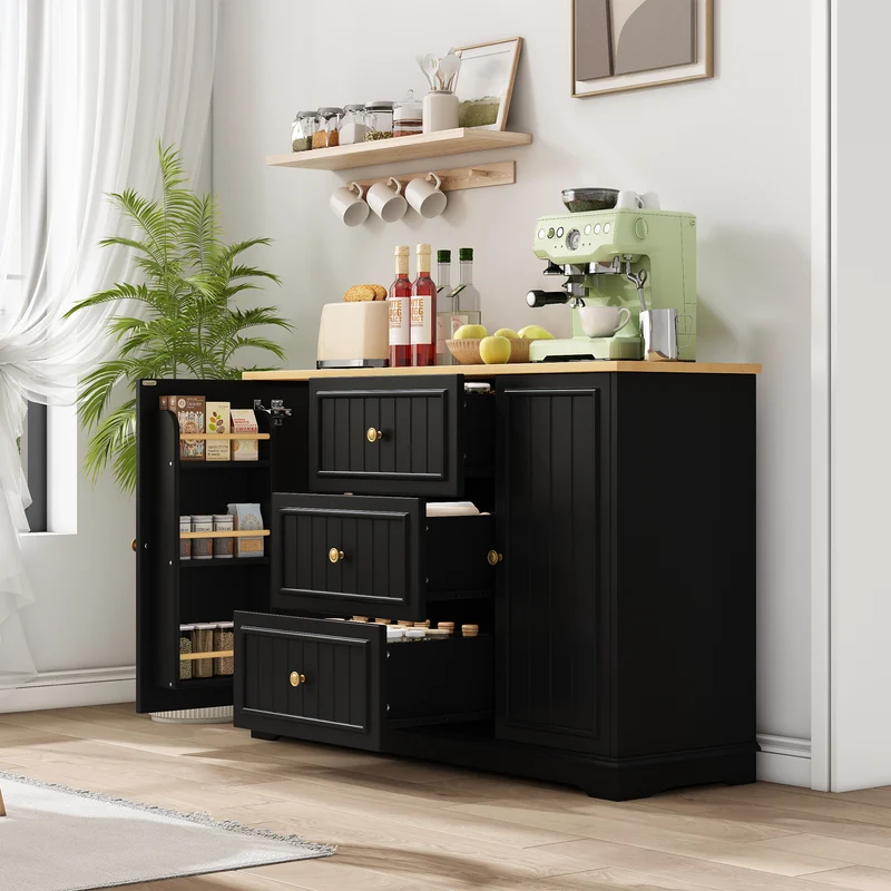 Buffet charme noir 3 tiroirs et 2 portes CASCADEINFIN