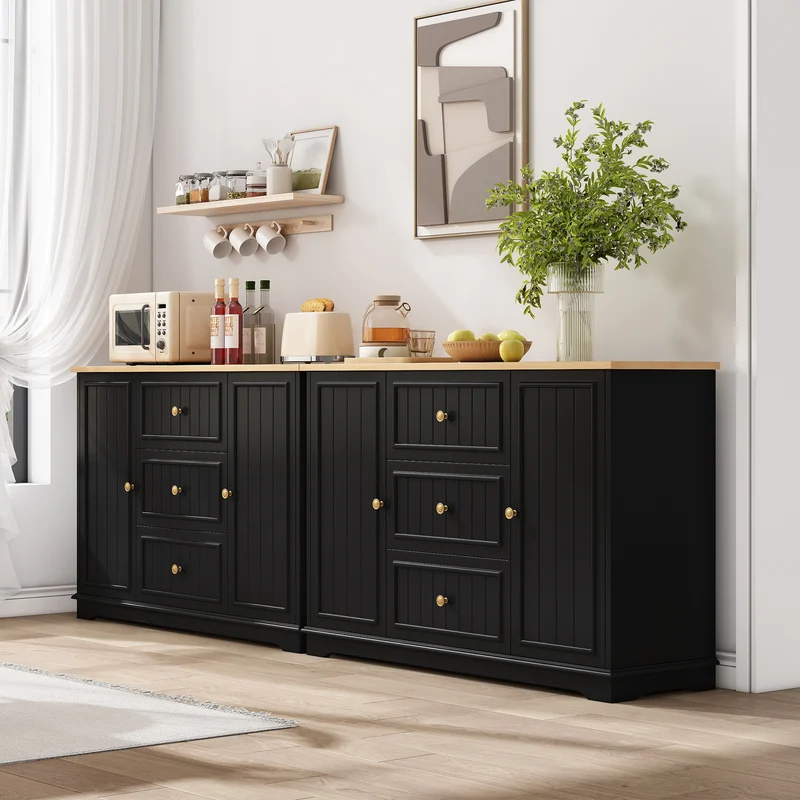 Buffet charme noir 3 tiroirs et 2 portes CASCADEINFIN