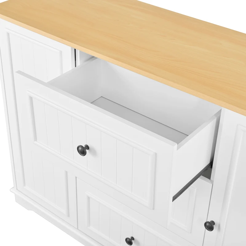 Buffet charme blanc 3 tiroirs et 2 portes 126x40x86 cm CASCADEMERIDIA