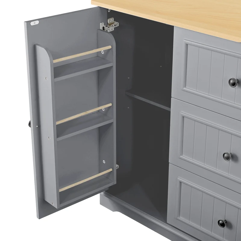 Buffet charme gris 3 tiroirs et 2 portes 126x40x86 cm CASCADEQUAZX