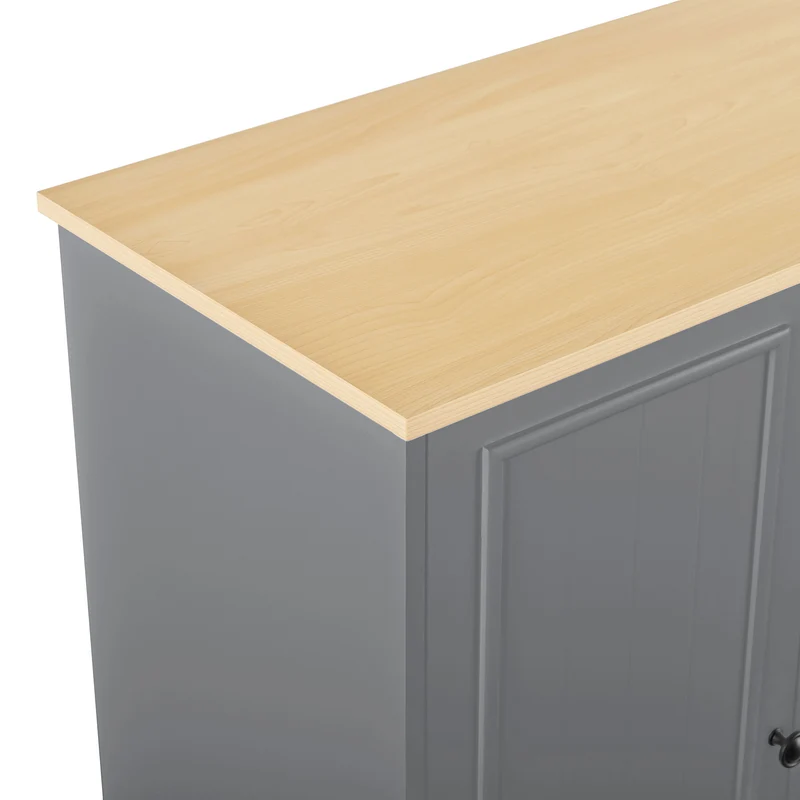Buffet charme gris 3 tiroirs et 2 portes 126x40x86 cm CASCADEQUAZX