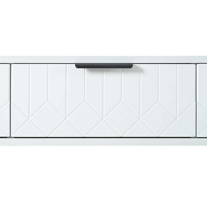 Console design noir et blanc motifs gémétriques et piétement metalique 120x36x80cm MOMENTUMRIF