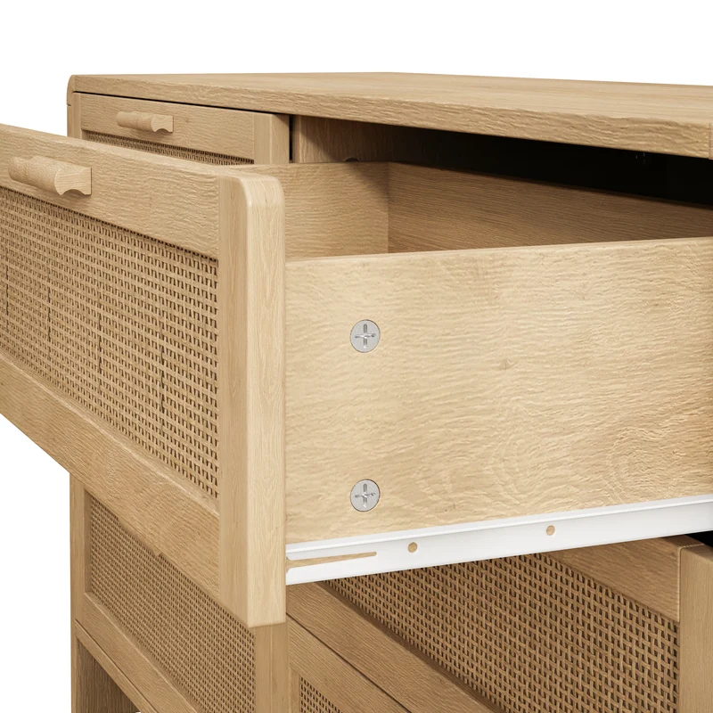 Buffet style naturel en rotin 6 tiroirs 130x40x74cm MOMENTUMMERIDIA