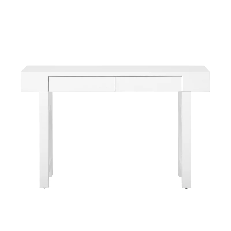 Console blanche pieds en rotin 2 tiroirs et avec prises & USB 120x35,5x76,5 cm MOMENTUMCLAR