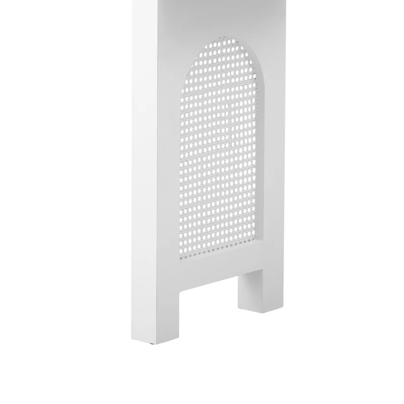 Console blanche pieds en rotin 2 tiroirs et avec prises & USB 120x35,5x76,5 cm MOMENTUMCLAR