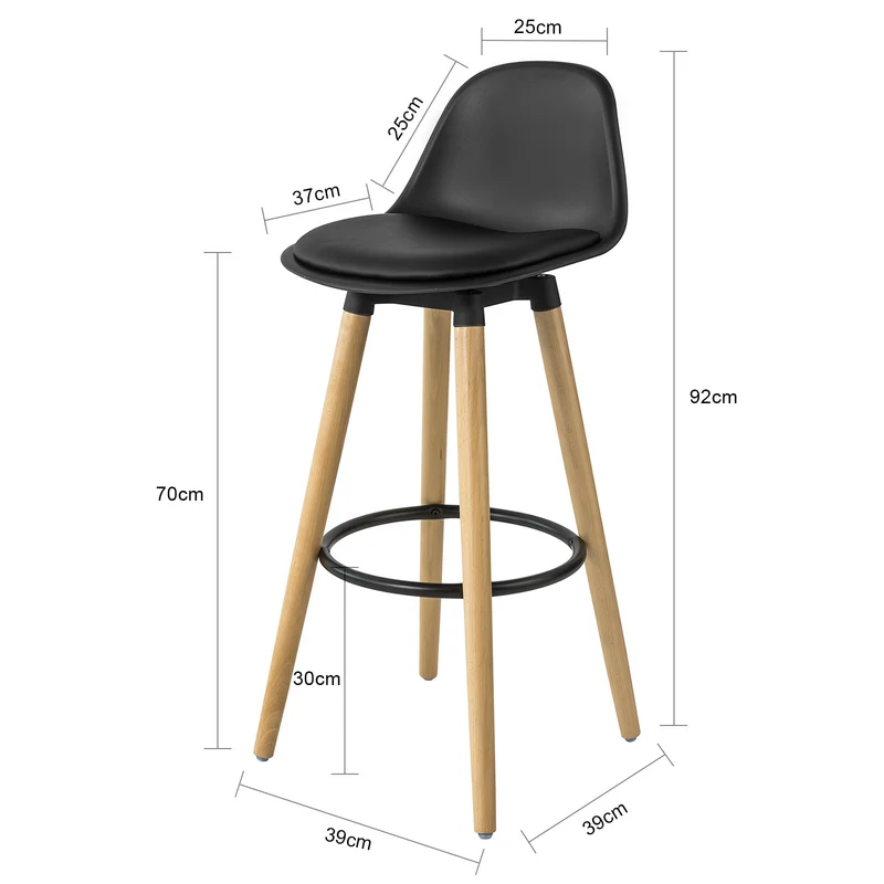 SoBuy FST70-SCH Tabouret de Bar Tabouret Haut Cuisine avec dossier et repose-pieds
