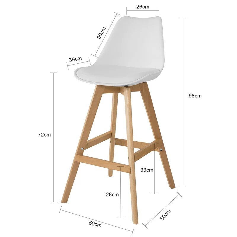 SoBuy FST69-W Tabouret de Bar Tabouret Haut Cuisine avec Dossier et Repose-Pieds