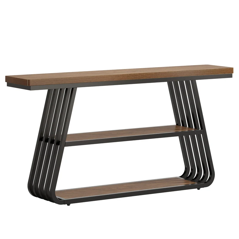 Tribesigns Console de 140 cm, Table basse à 3 niveaux avec structure en fer pour le salon